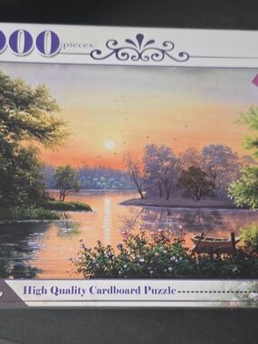 Sunset Lake 1000-Piece Puzzle - Purple & Orange Artwork